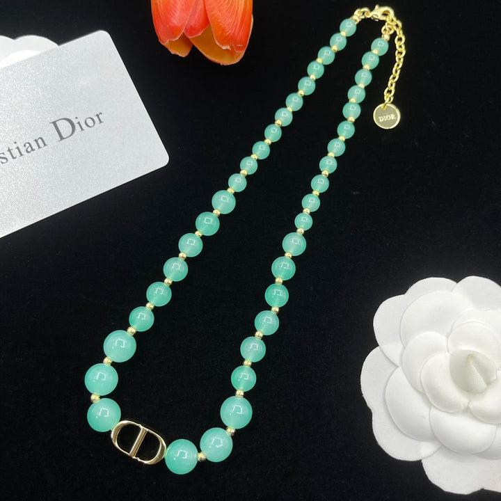 Classic CD Button Pearl Charm Necklace