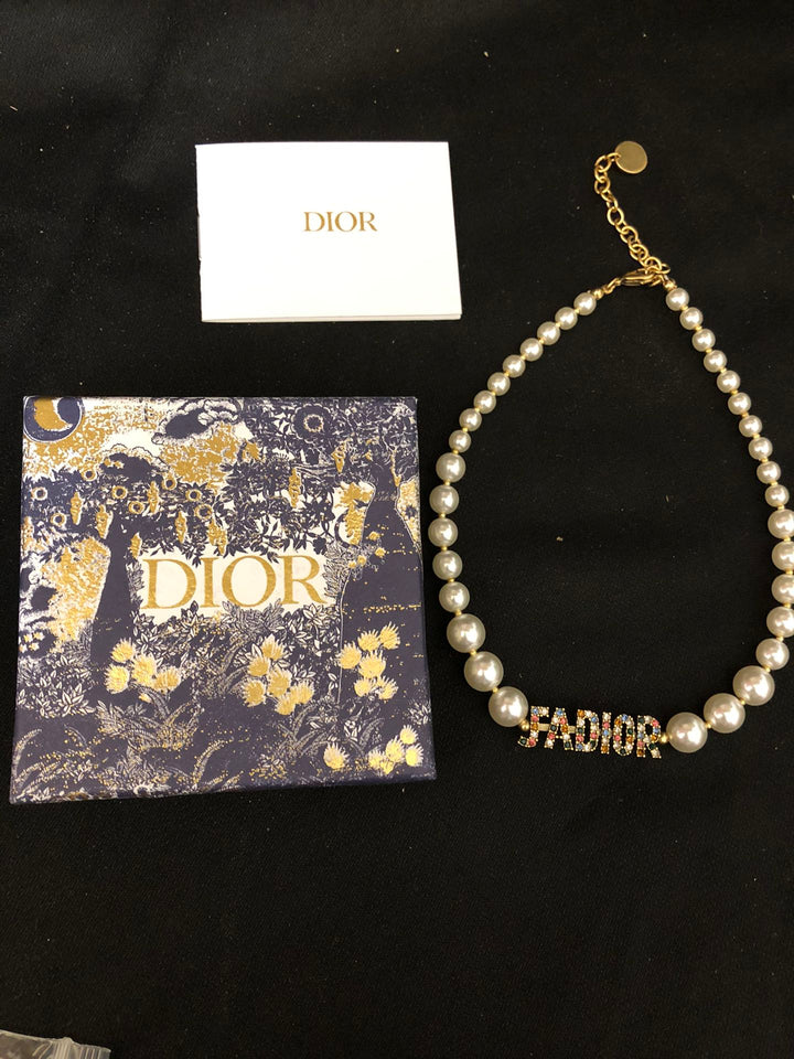 Fashion CD Colorful Diamond Pearl Necklace