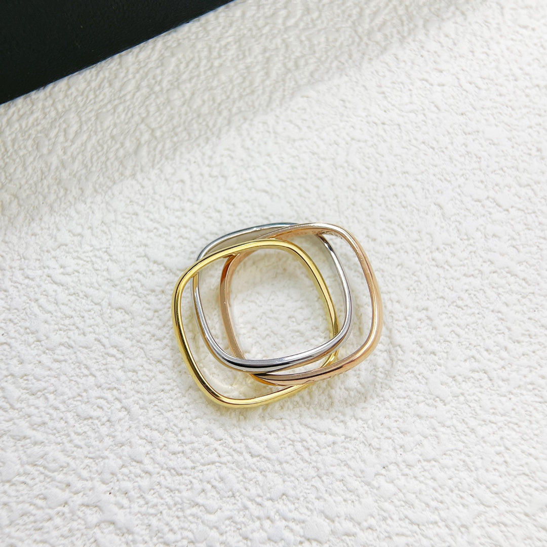 New three rings three colors small square ring
