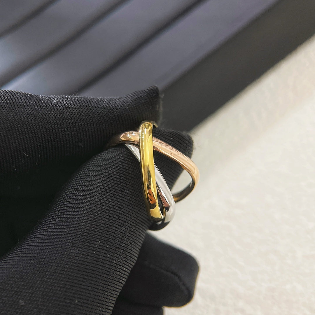 New three rings three colors small square ring