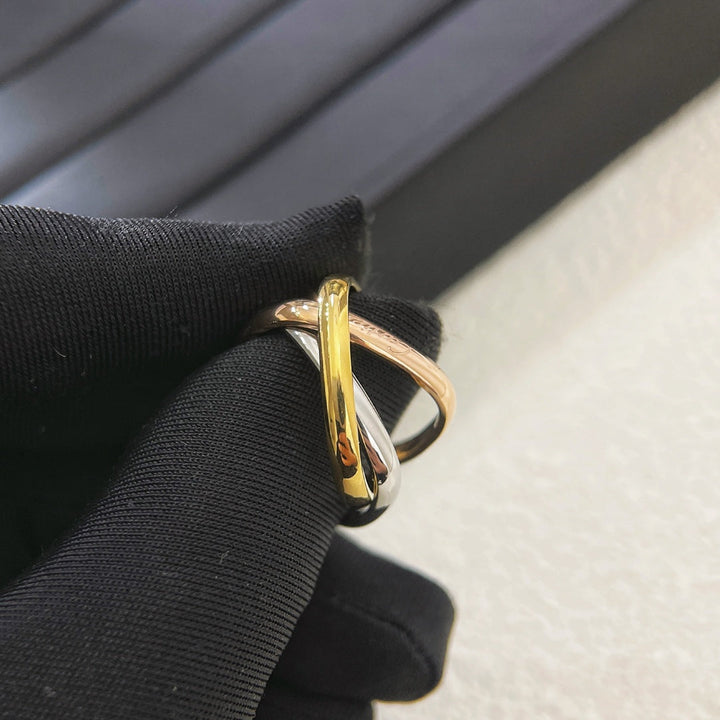 New three rings three colors small square ring