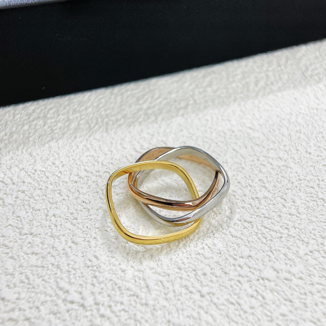 New three rings three colors small square ring