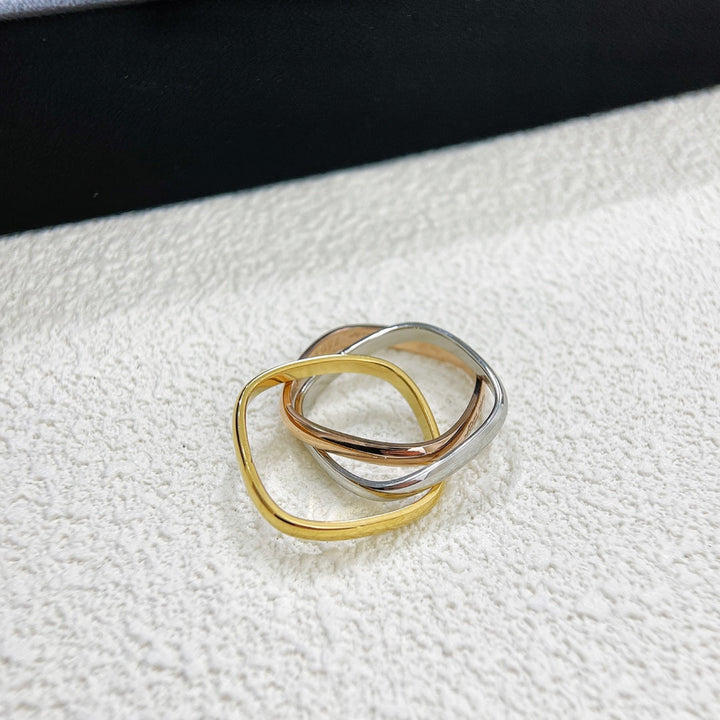 New three rings three colors small square ring