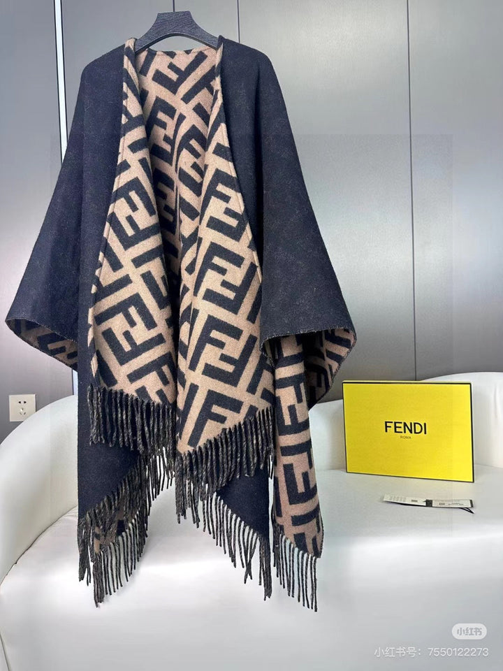 classic FF letter elements wool cape