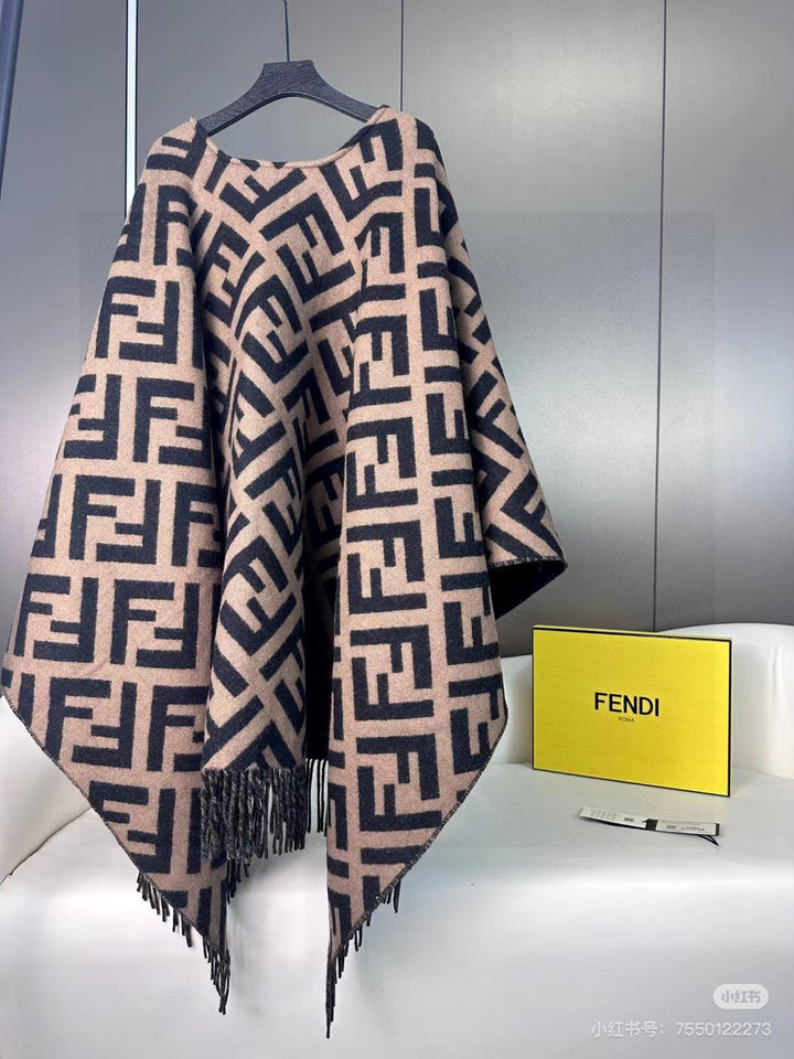 classic FF letter elements wool cape