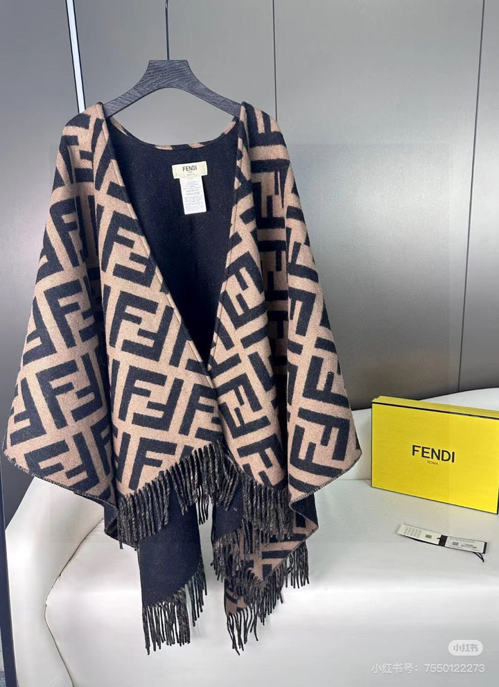 classic FF letter elements wool cape