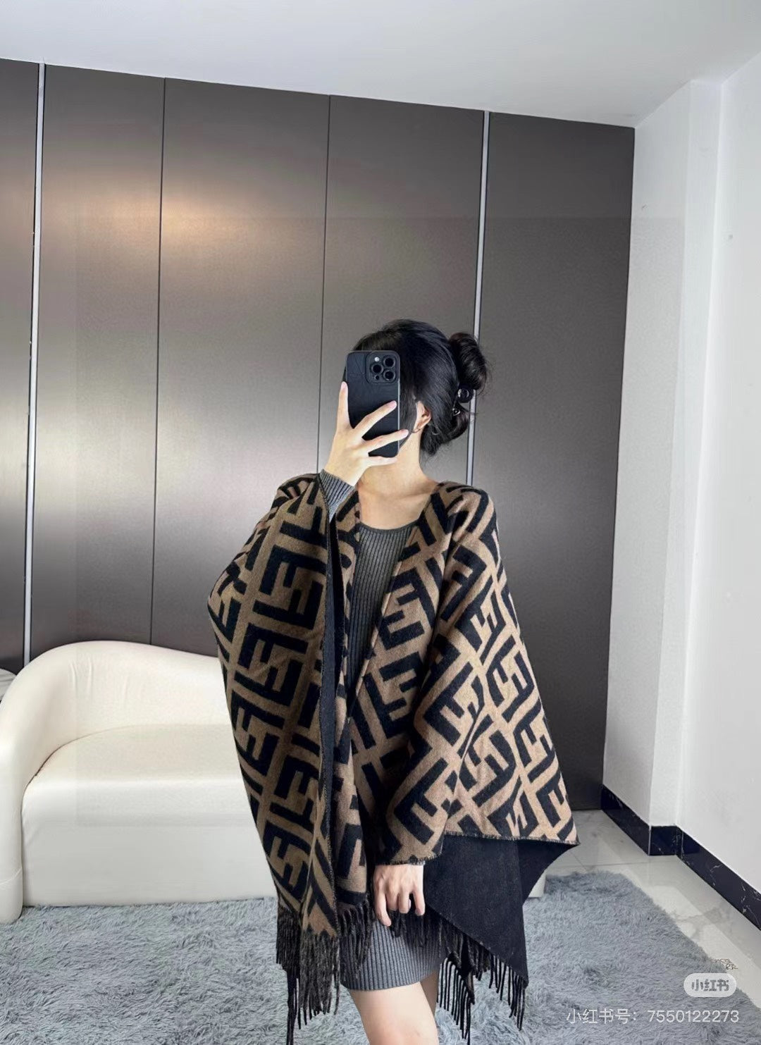 classic FF letter elements wool cape