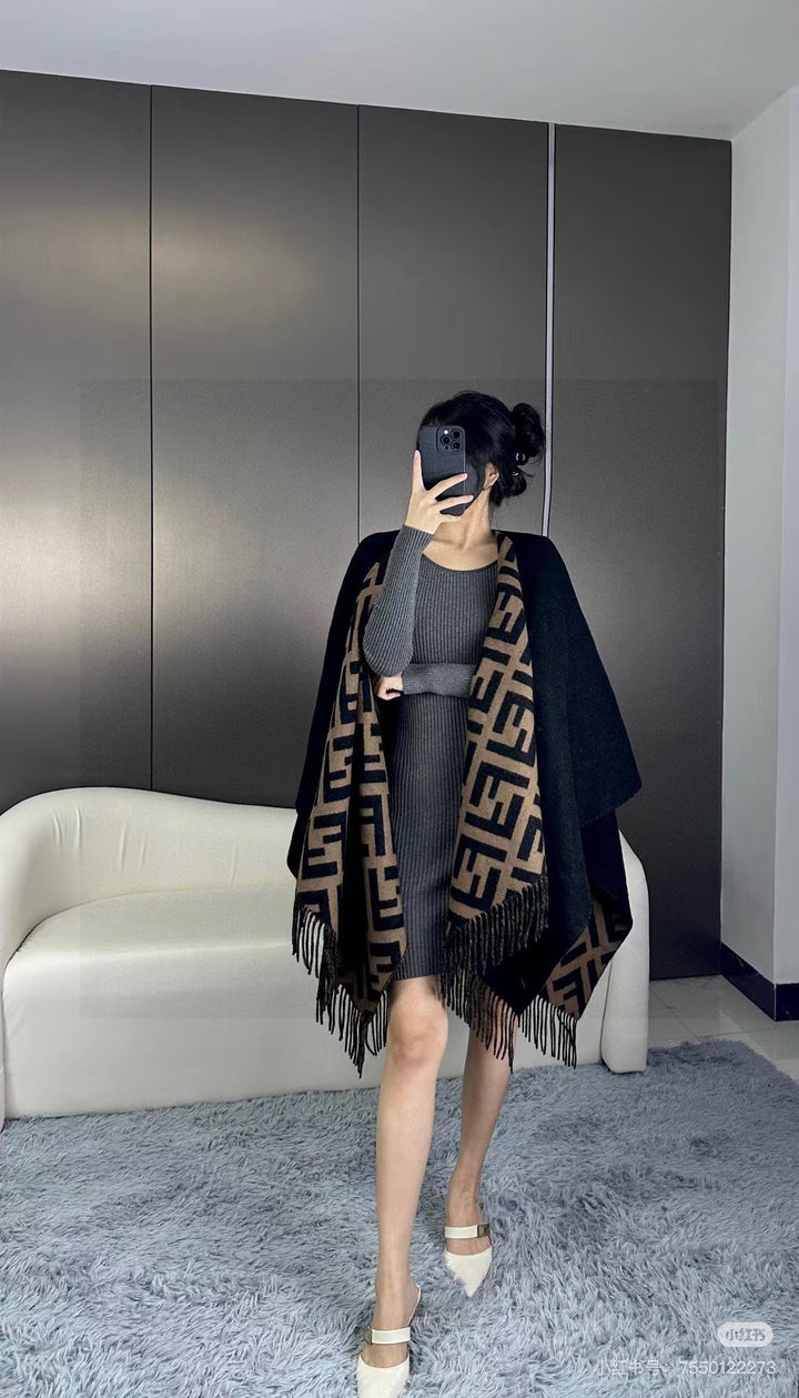 classic FF letter elements wool cape