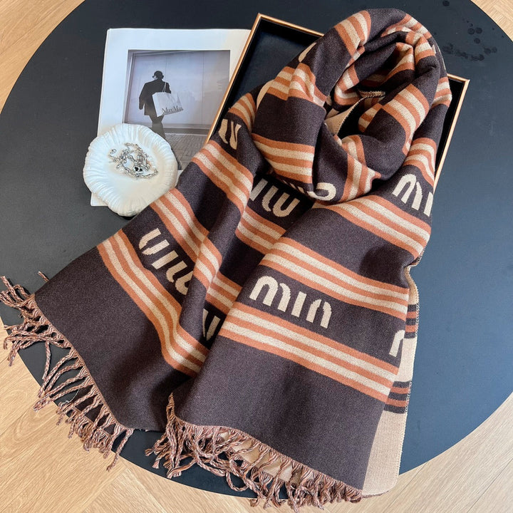 classic double-sided two-color autumn and winter scarf