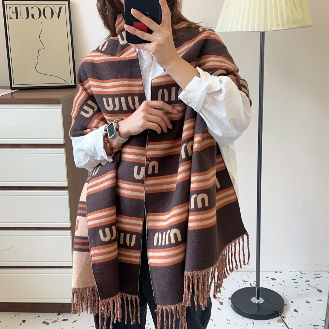 classic double-sided two-color autumn and winter scarf