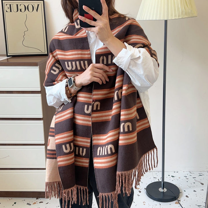 classic double-sided two-color autumn and winter scarf