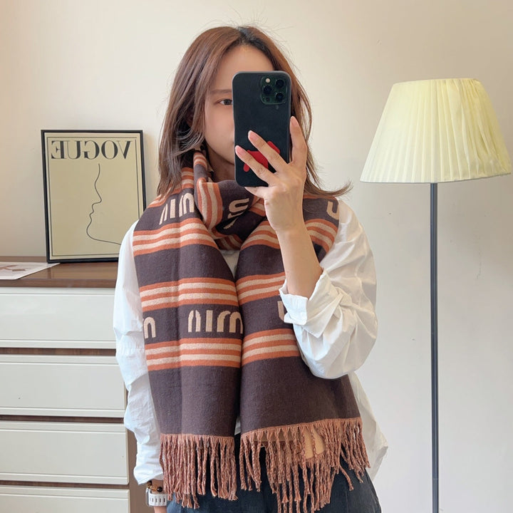 classic double-sided two-color autumn and winter scarf