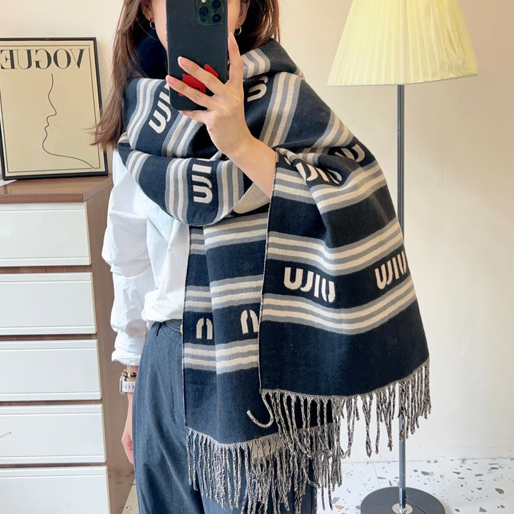 classic double-sided two-color autumn and winter scarf