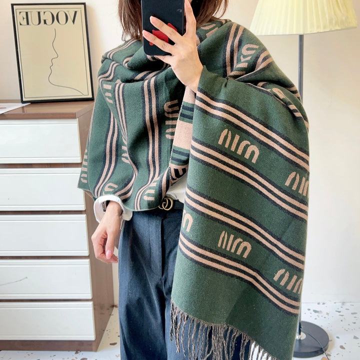 classic double-sided two-color autumn and winter scarf