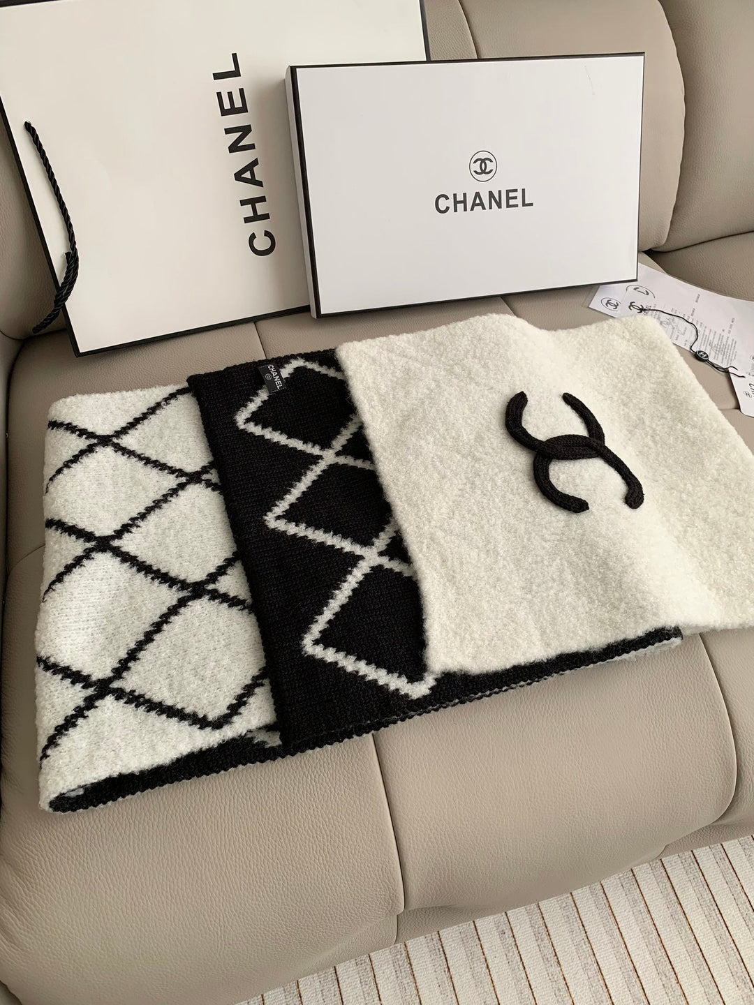 Premium 24b knitted scarf cashmere