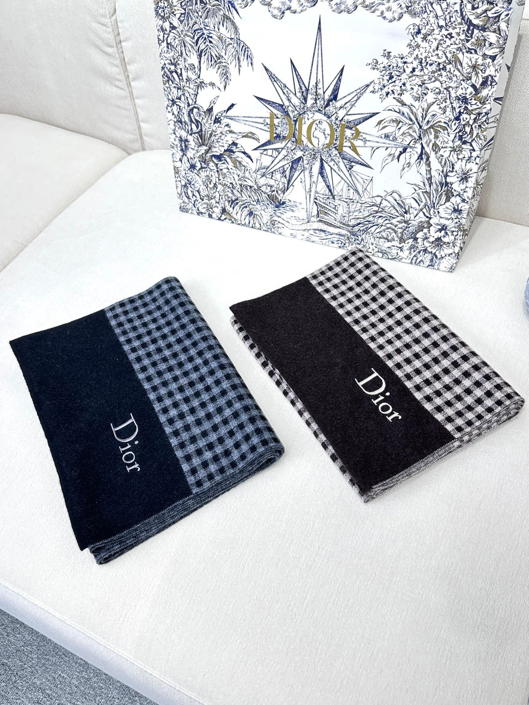 classic thousand birds check fall and winter scarf