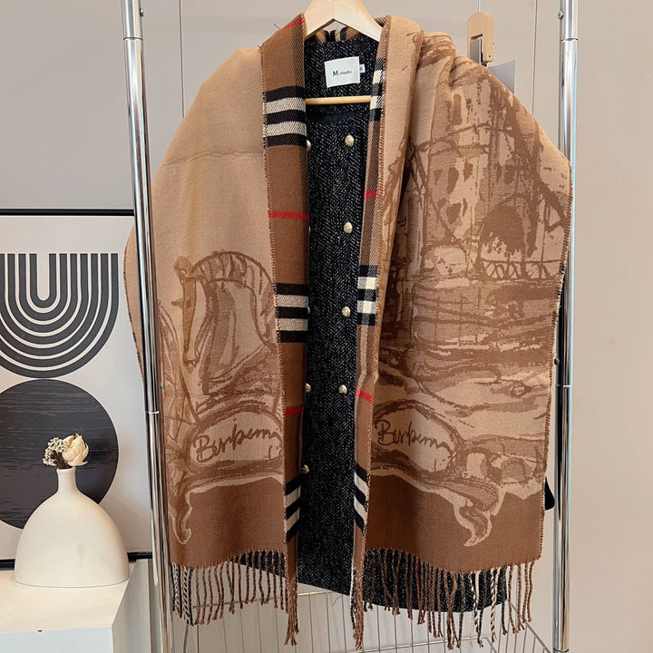 classic thousand birds check fall and winter scarf