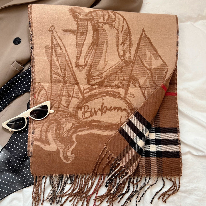 classic thousand birds check fall and winter scarf
