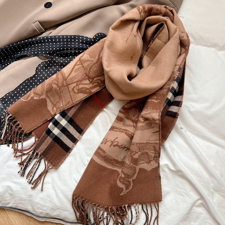 classic thousand birds check fall and winter scarf