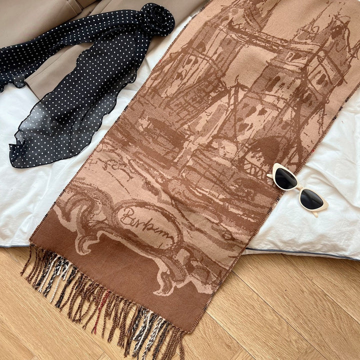 classic thousand birds check fall and winter scarf
