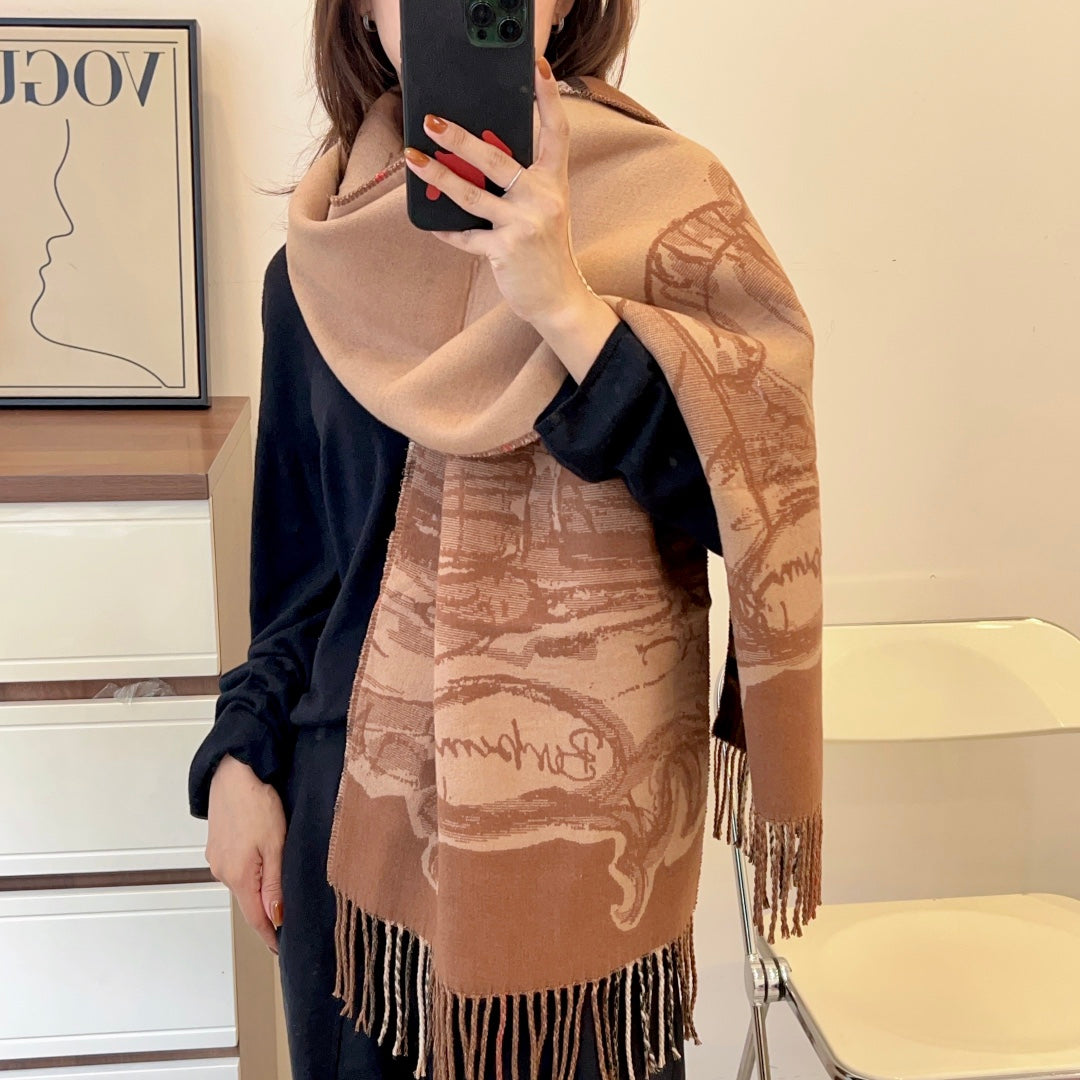 classic thousand birds check fall and winter scarf