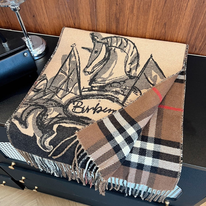 classic thousand birds check fall and winter scarf