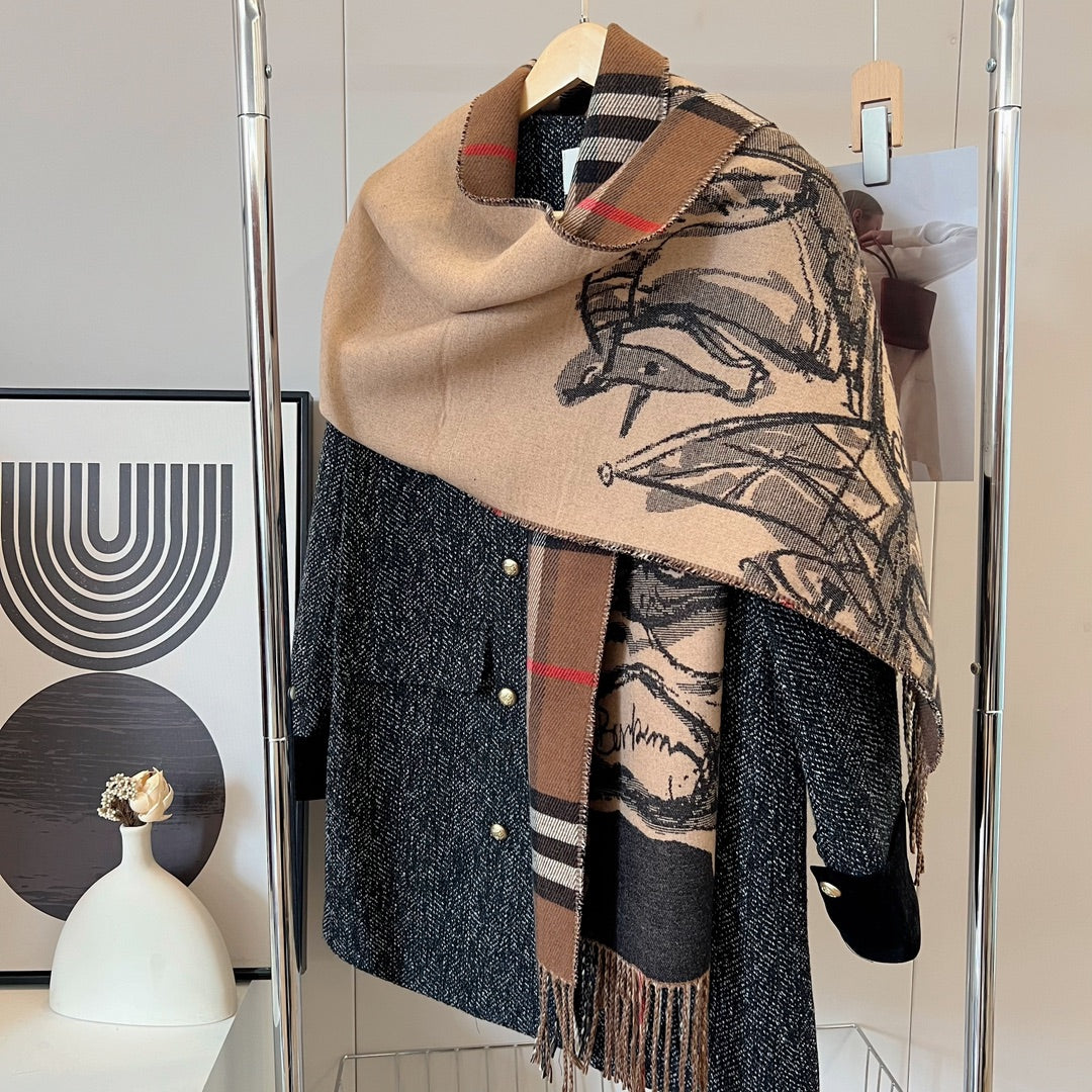 classic thousand birds check fall and winter scarf