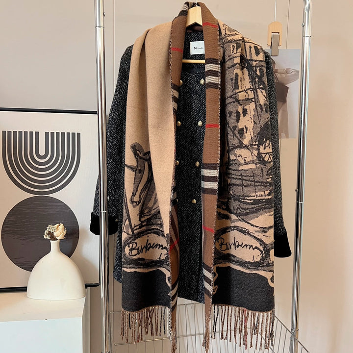 classic thousand birds check fall and winter scarf