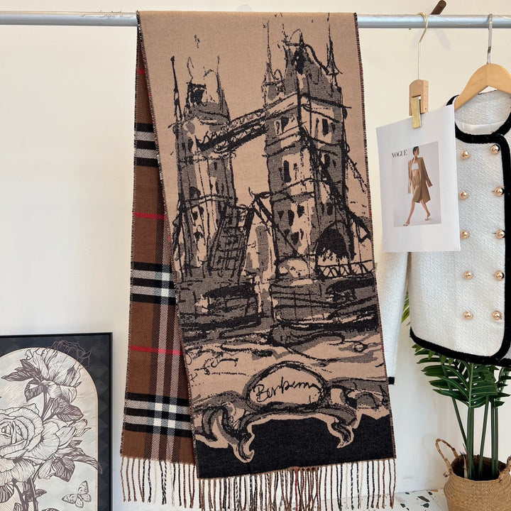 classic thousand birds check fall and winter scarf