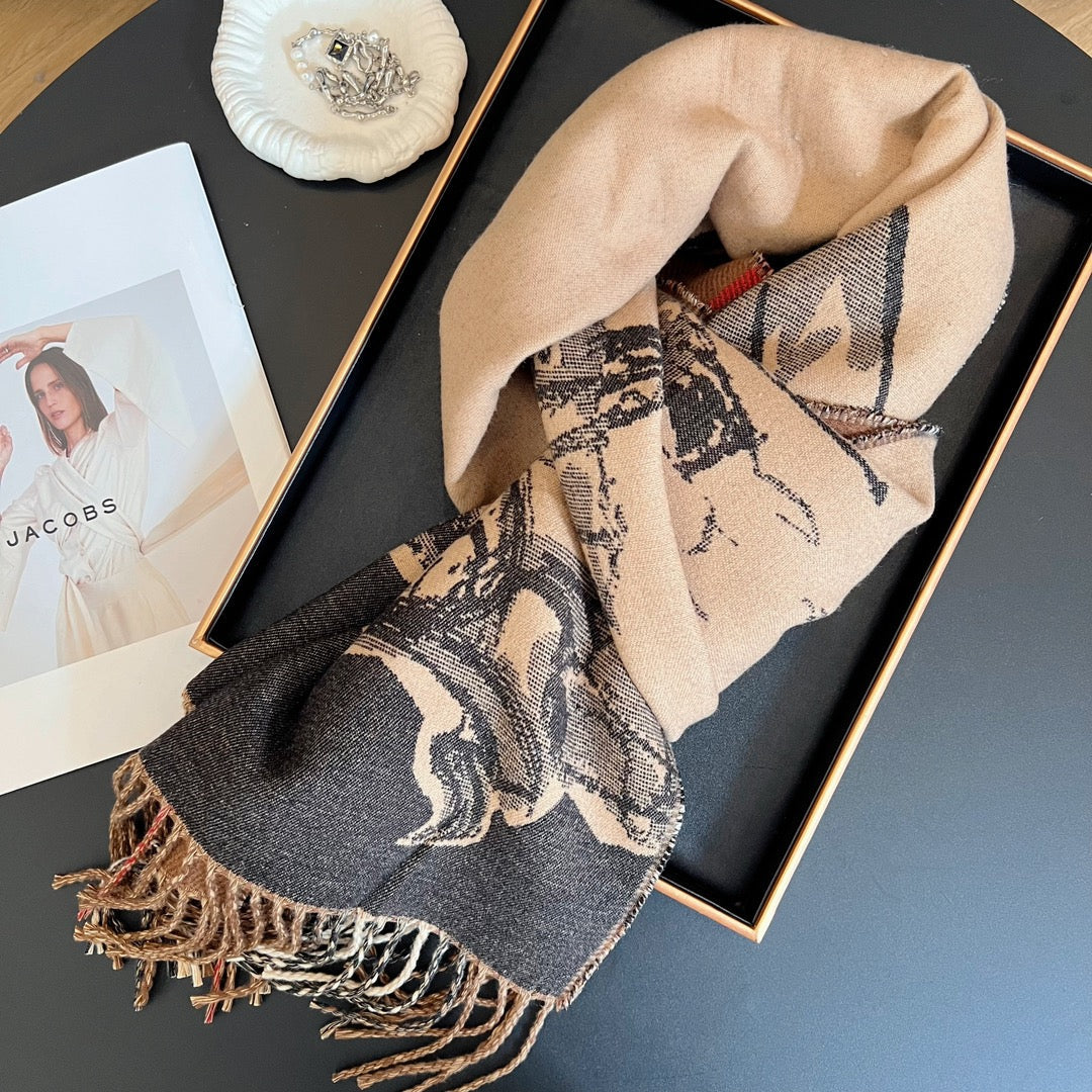 classic thousand birds check fall and winter scarf