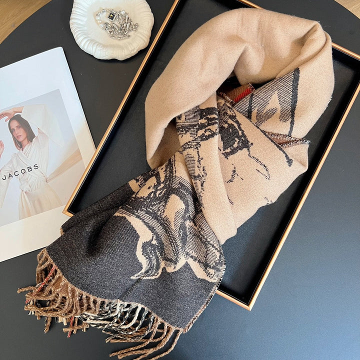 classic thousand birds check fall and winter scarf