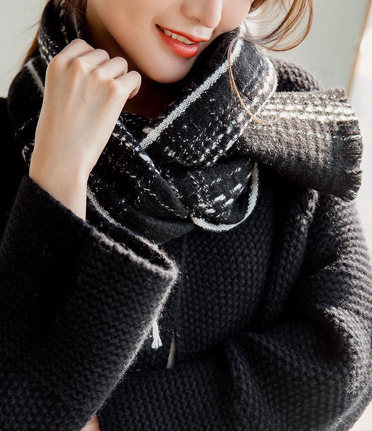 Fashion CC Knitting Plaid Shawl