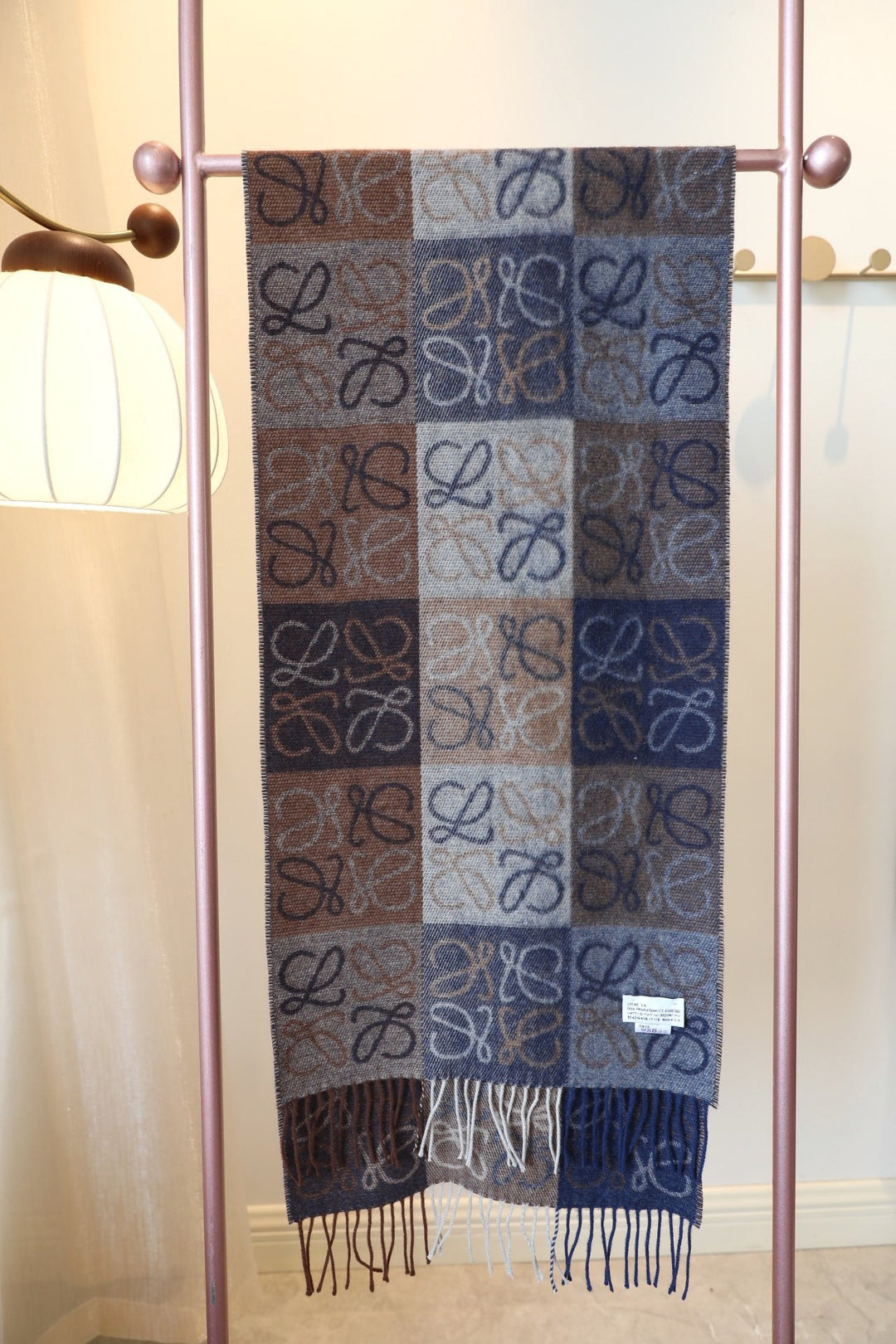 two-color checkerboard wool cashmere blend scarf
