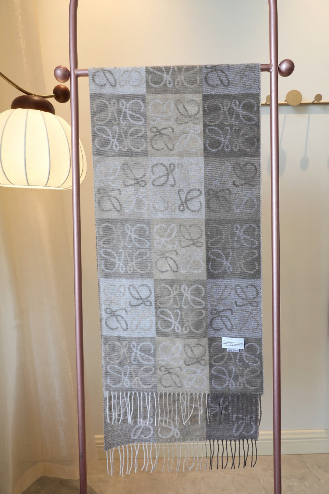 two-color checkerboard wool cashmere blend scarf