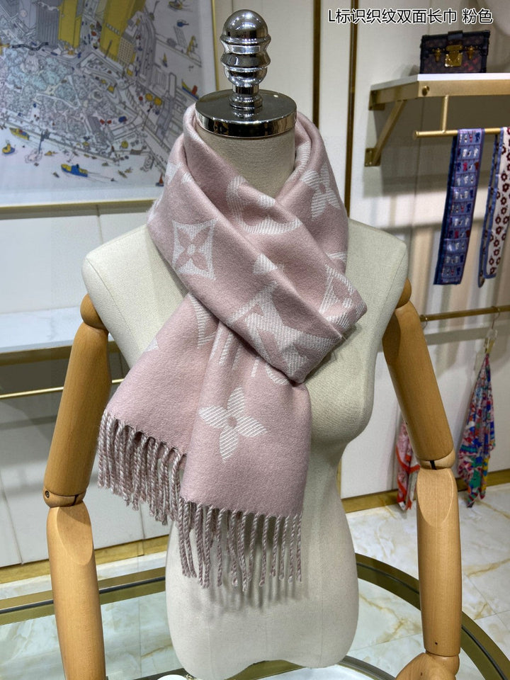 classic four-leaf clover weaving pattern double-sided long scarf
