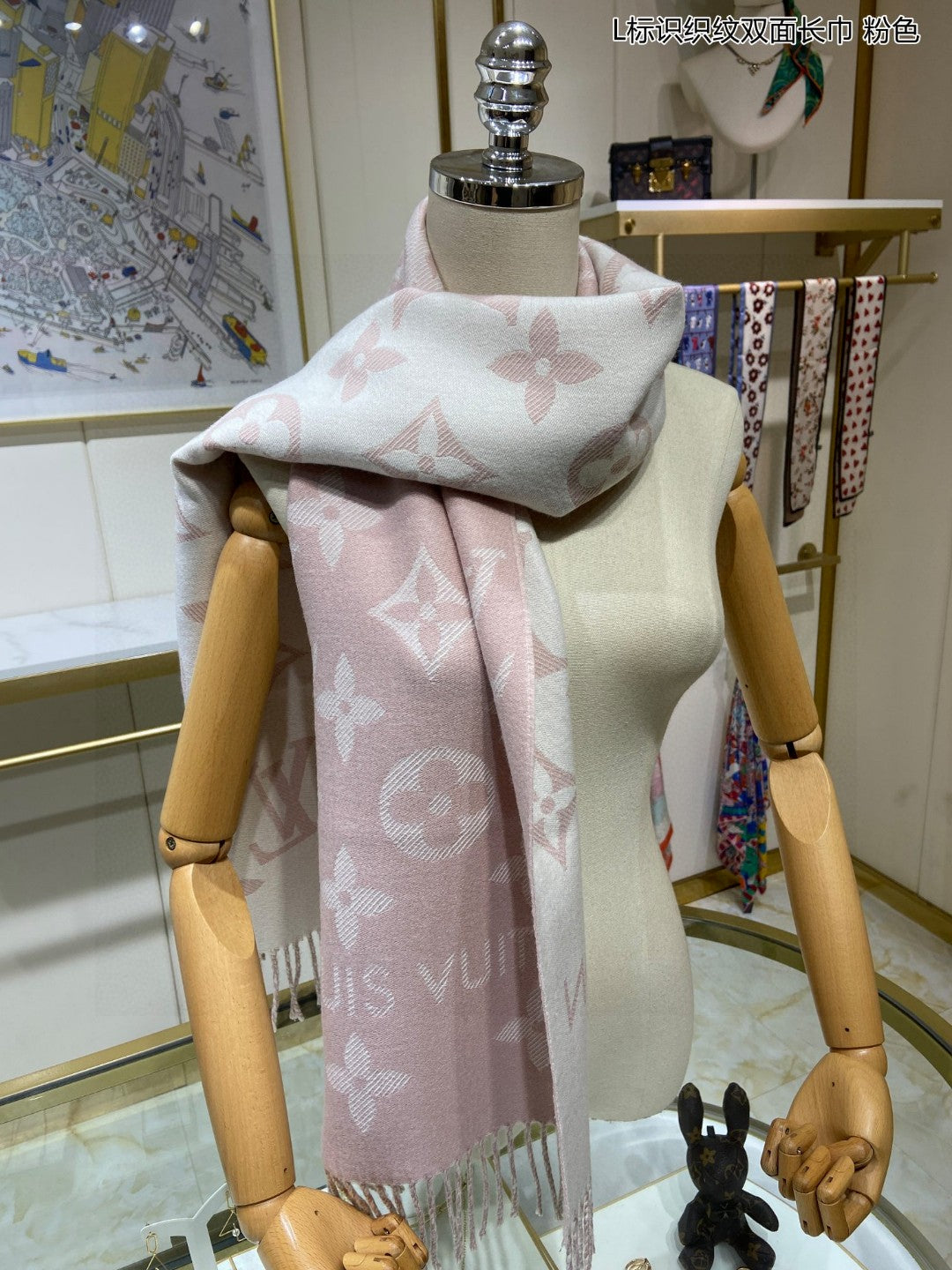 classic four-leaf clover weaving pattern double-sided long scarf