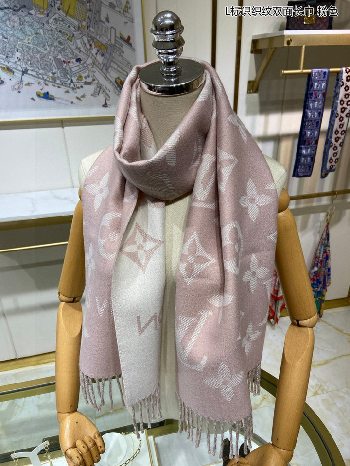 classic four-leaf clover weaving pattern double-sided long scarf