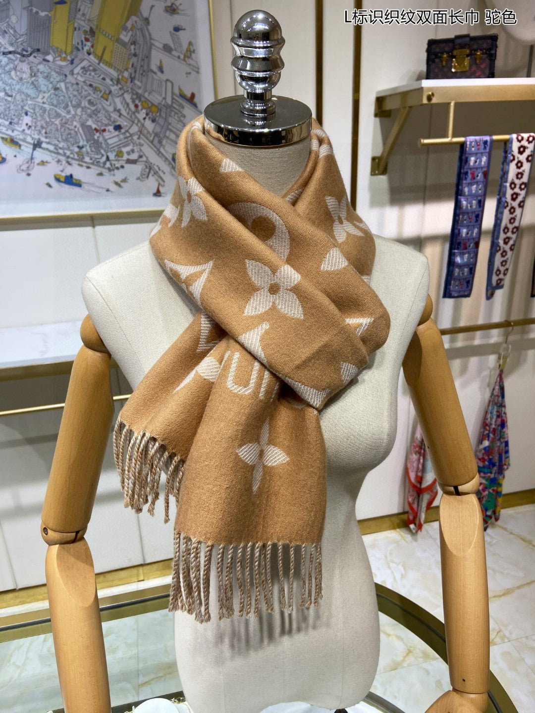classic four-leaf clover weaving pattern double-sided long scarf