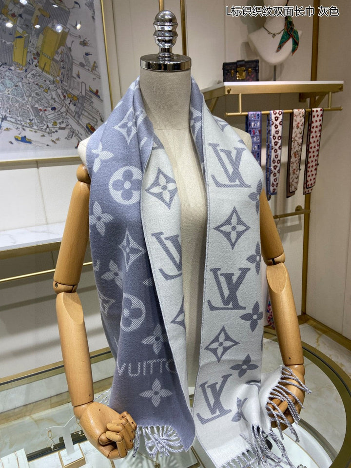 classic four-leaf clover weaving pattern double-sided long scarf