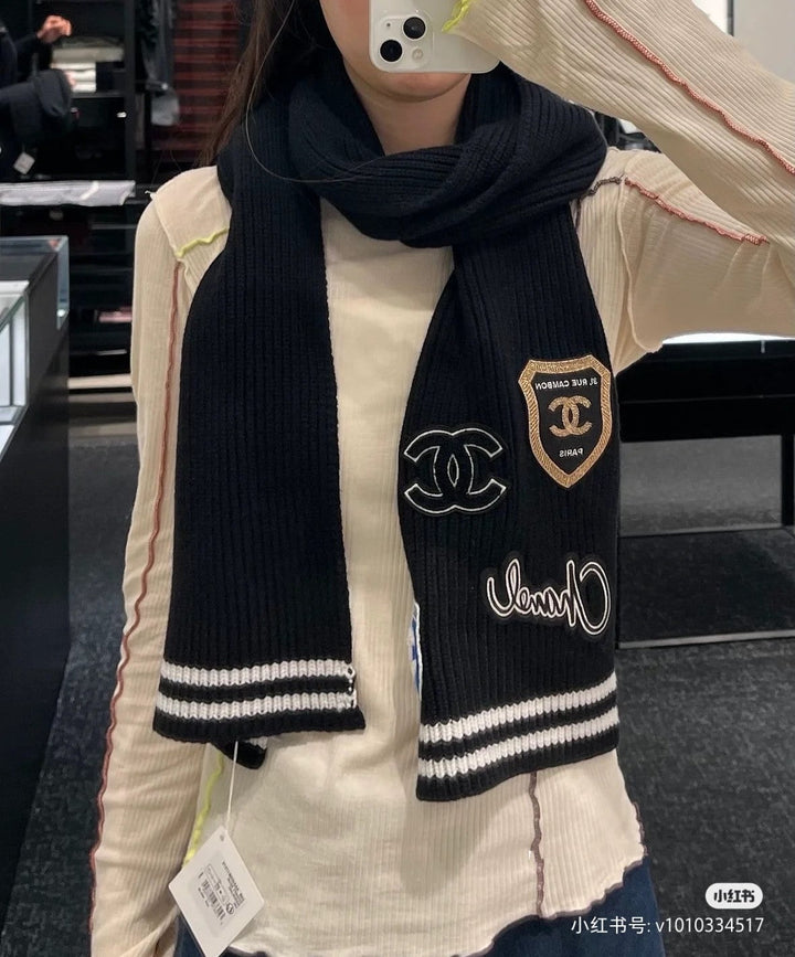 Fashion CC Stamp Knitted Scarf