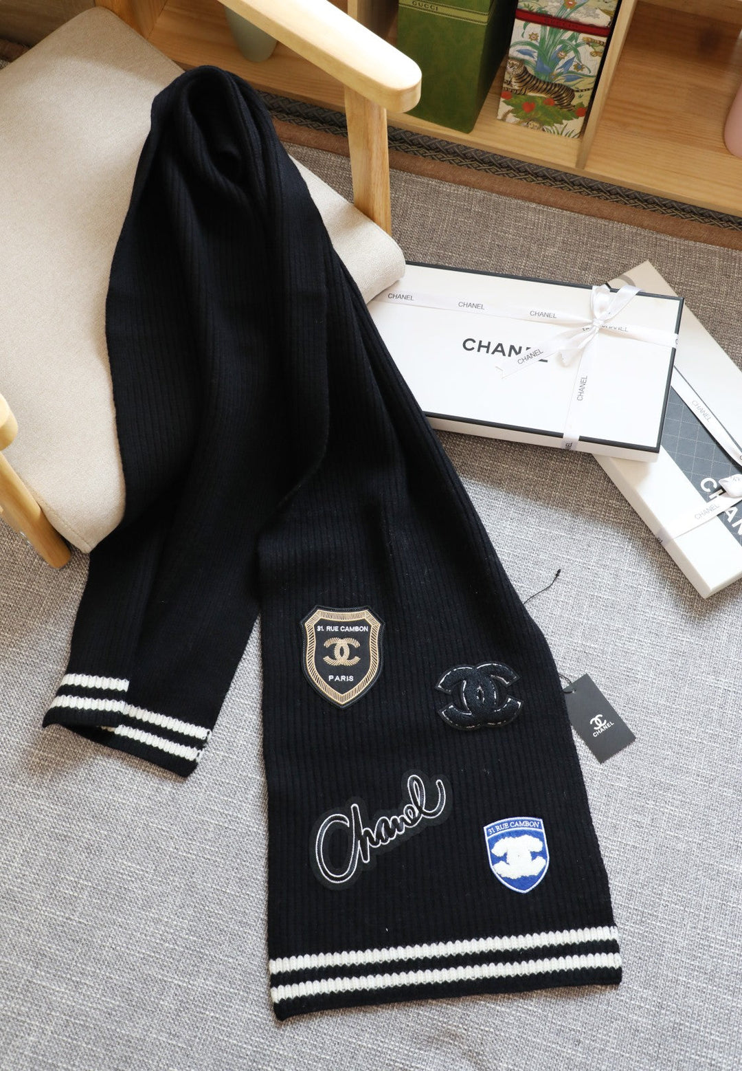 Fashion CC Stamp Knitted Scarf