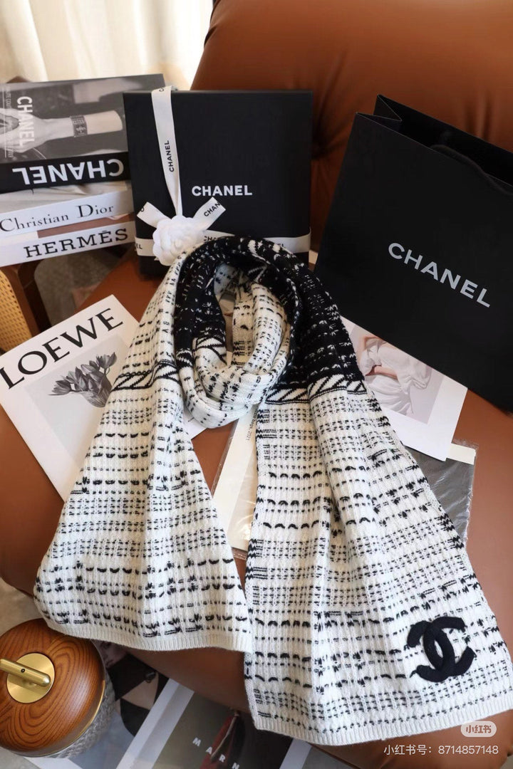 luxury CC double-sided jacquard knitted scarf