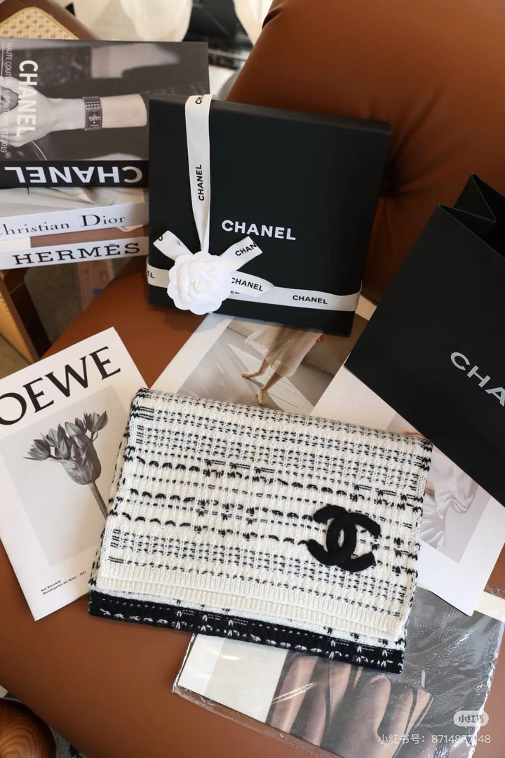 luxury CC double-sided jacquard knitted scarf
