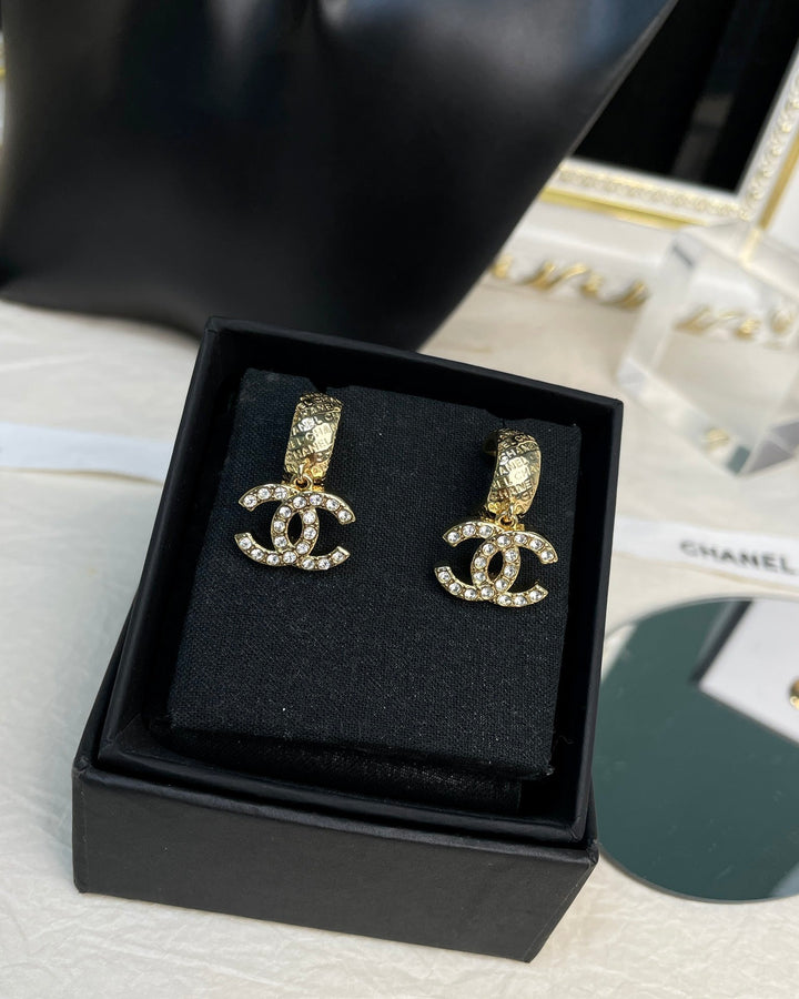 Fashion CC Embossed Half Circle Hoop Earrings