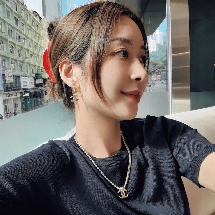 Fashion CC Embossed Half Circle Hoop Earrings