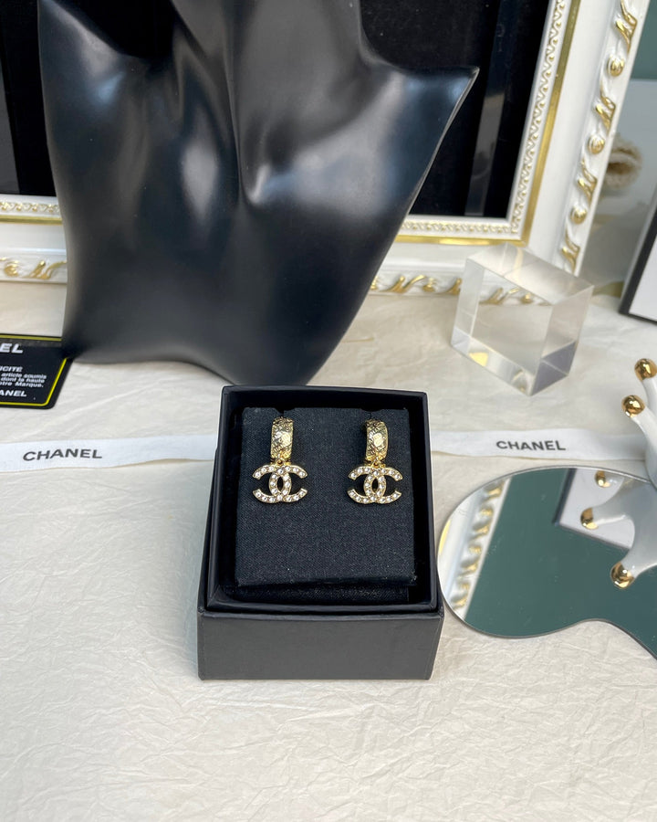 Fashion CC Embossed Half Circle Hoop Earrings