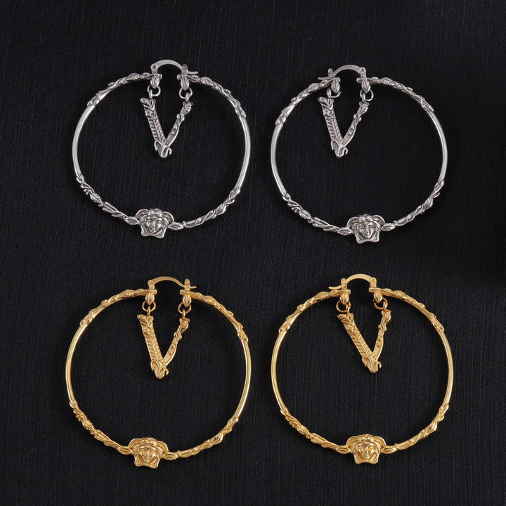 Fashion Circle V Stud Earrings