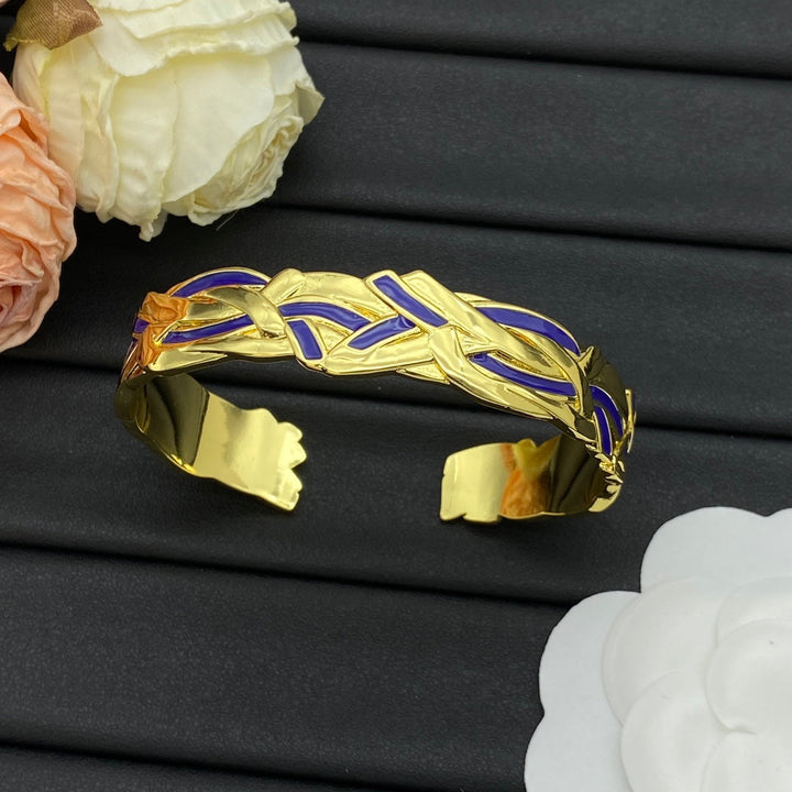 Fashion asymmetric brass bracelet