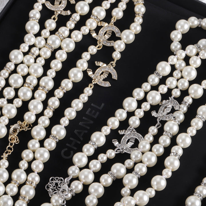 Classic Layered Pearl Sweater Necklace