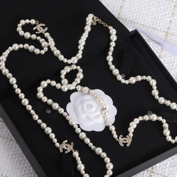 Classic Layered Pearl Sweater Necklace